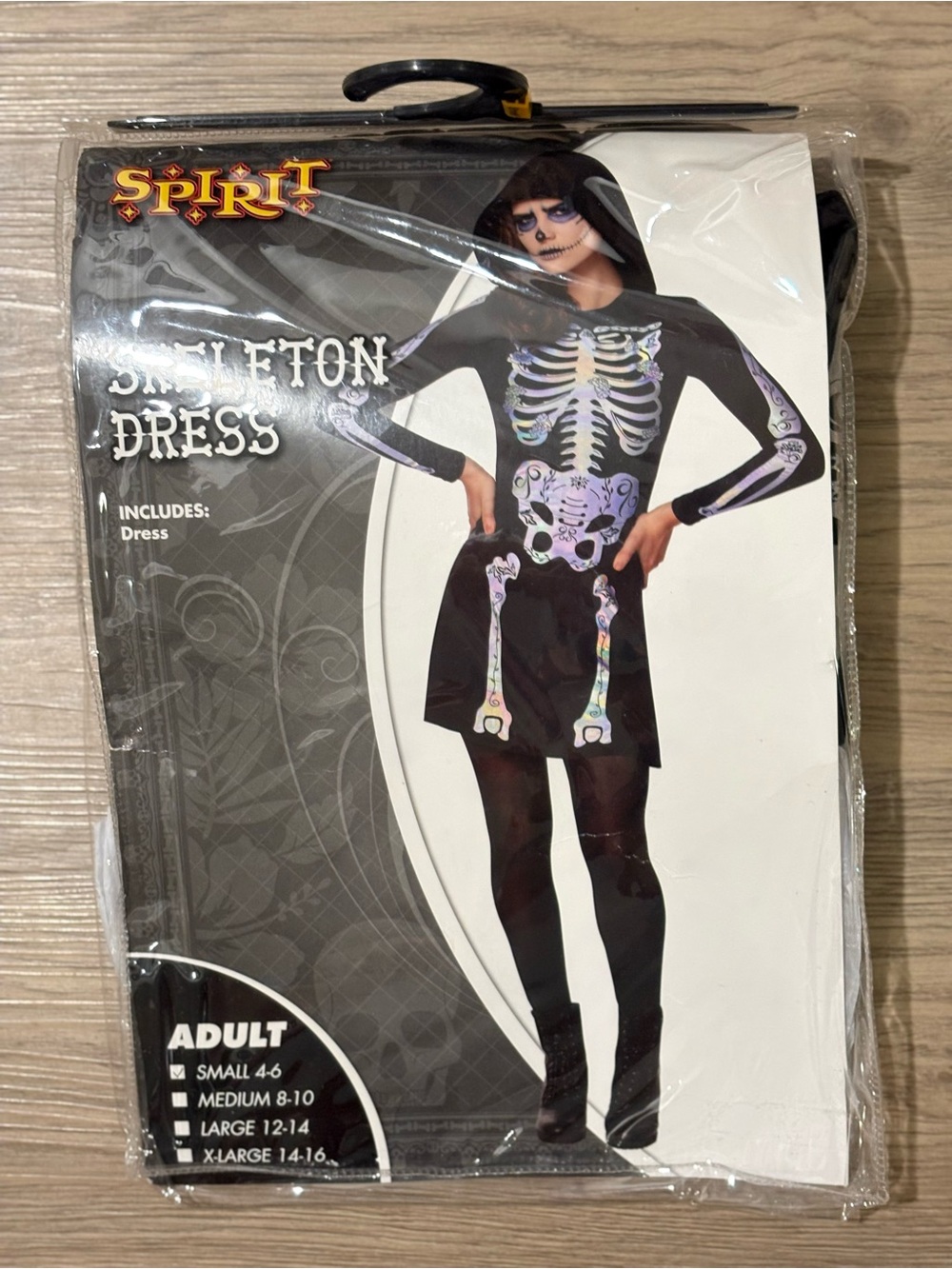 Spirit Black Skeleton Dress with Iridescent Bone Print